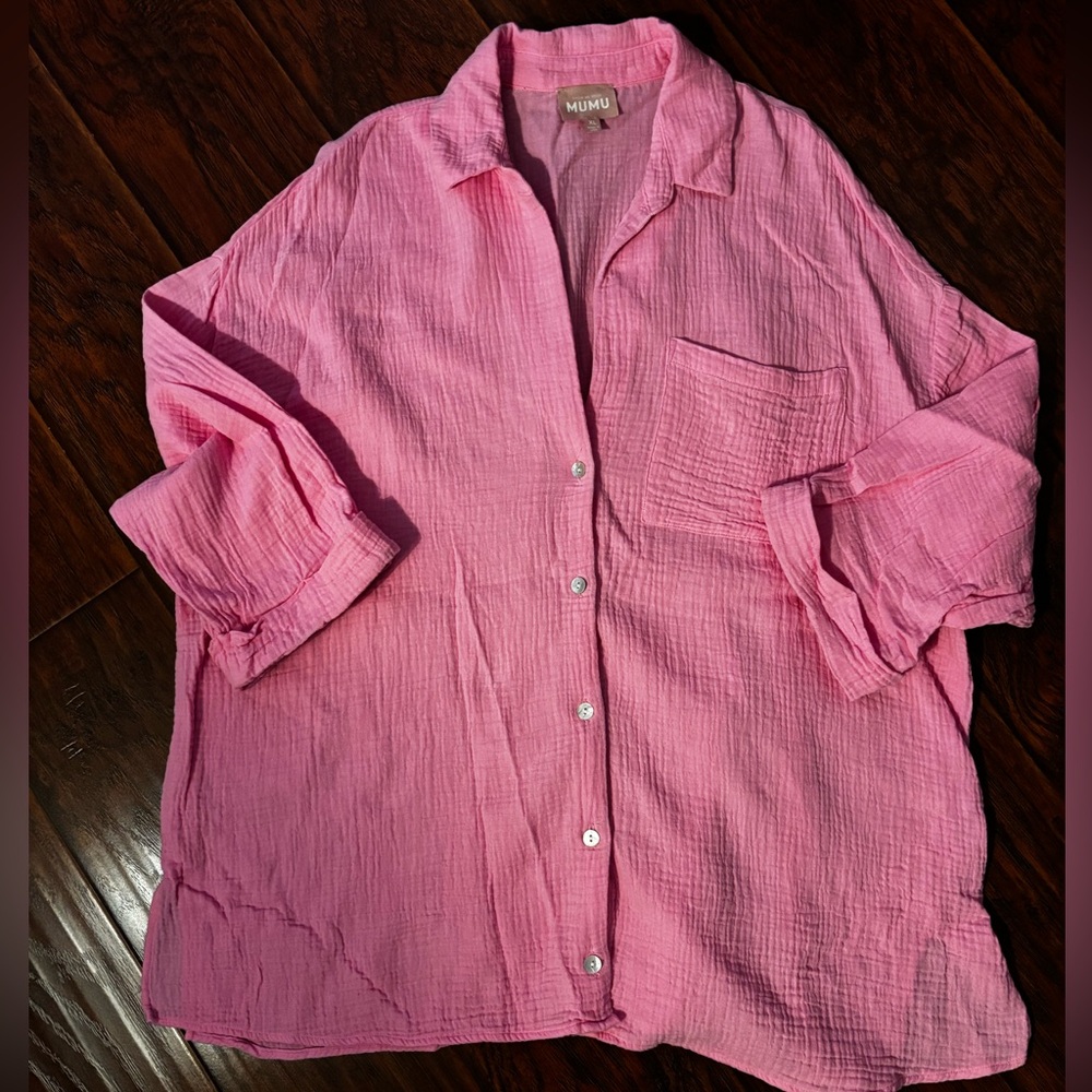 Women’s Show me your Mumu Pink Button-Up Shirt